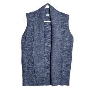 Gap Sz M Open Front Sleeveless Drape Front Marl Cardigan‎ Sweater Vest Navy cozy